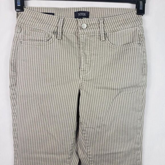 NYDJ Ellison Tall Jeans Womens 6T Beige Lodge Stripe High Rise Straight Ankle - Picture 5 of 16